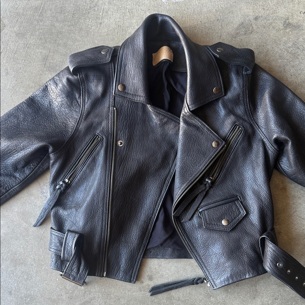 Cleobella Black Leather Moto Jacket